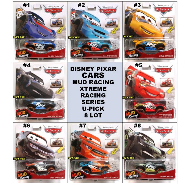 Disney Pixar Cars U-Pick 8 Lot Xtreme Mud Racing Series XRS Real Suspension New