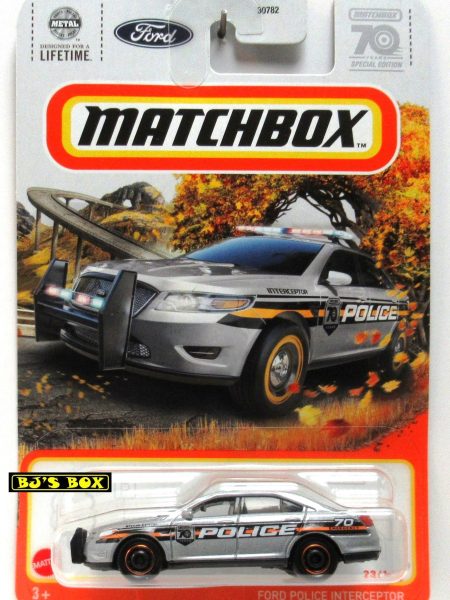 2023 Matchbox FORD POLICE INTERCEPTOR Grey Orange Black #23/100 70th Special Edition New